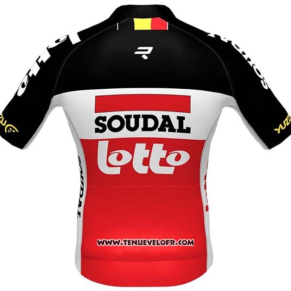 2020 Maillot Ciclismo Lotto Soudal Noir Blanc Rouge Manches Courtes et Cuissard
